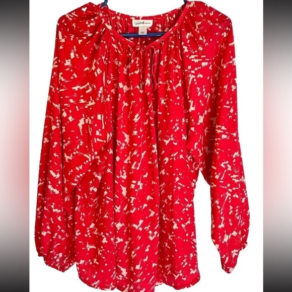 Jaclyn Smith Tops - Coral & White Long Sleeve Blouse Size XL Jaclyn Smith Mint Condition